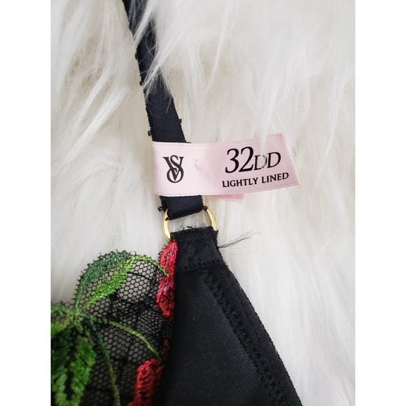 Victorias Secret Very Sexy Cherry Bra Longline Corset Sheer Black Lace Size 32DD - Picture 4 of 7